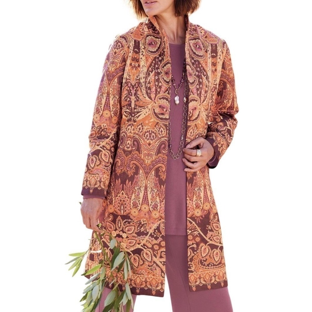 Soft Surroundings Tapestry Jacket Scroll Print Women's Size Small New With Tag